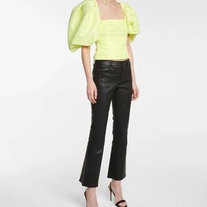 Self-Portrait Elegant Yellow Puff Sleeve Top